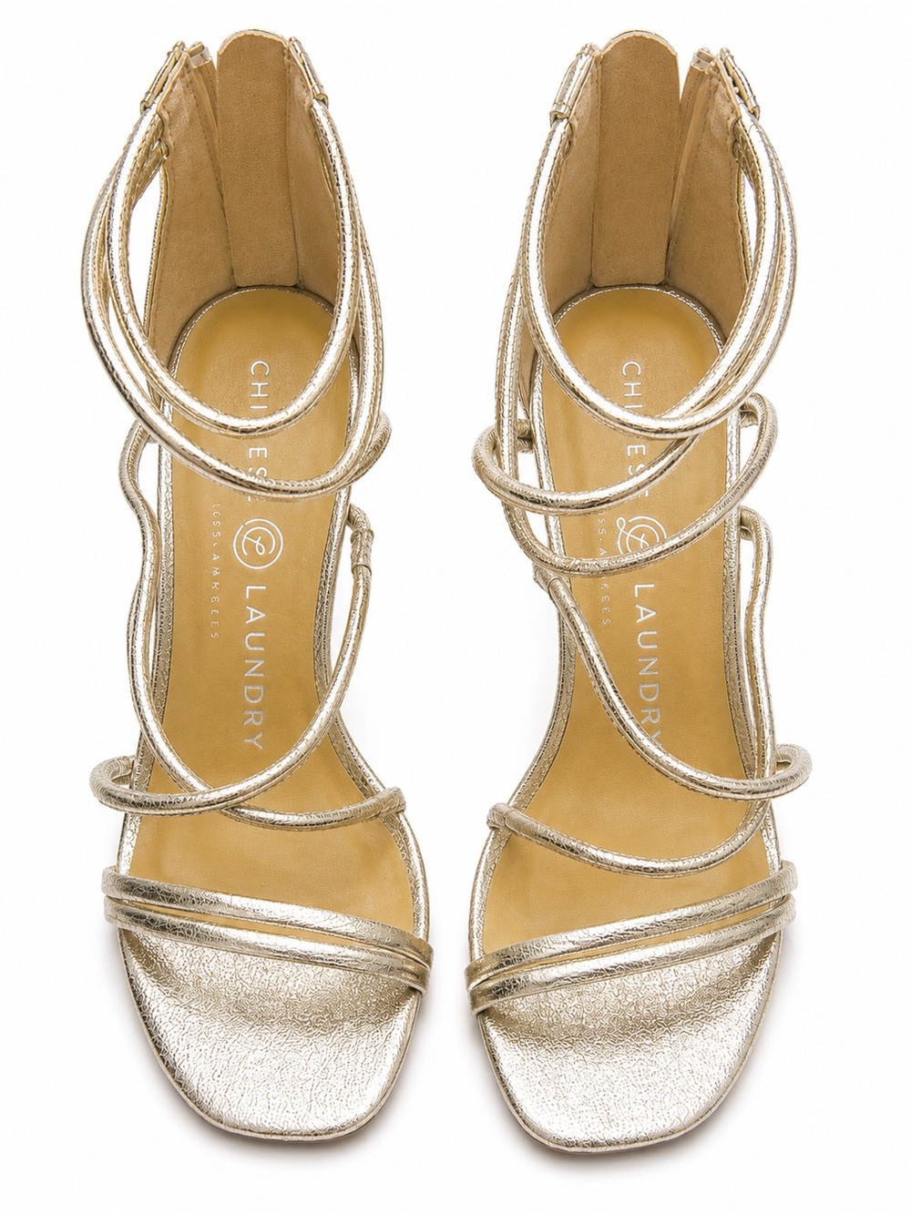 Chinese Laundry Metallic Gold Spiral Strap Sandals
